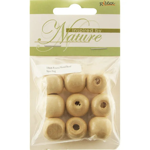 18mm Natural Round Wooden Beads